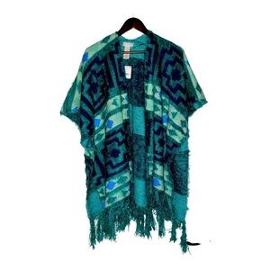 NEW Free People~ Diamondback Cozy Kimono Aztec Poncho ~ OSFM ~‎